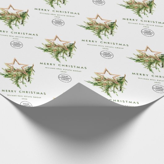 Elegante minimalistische zakelijke Logo kerst Cadeaupapier (Hoek)