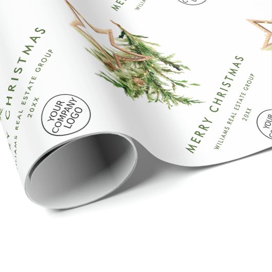 Elegante minimalistische zakelijke Logo kerst Cadeaupapier (Rol Hoek)