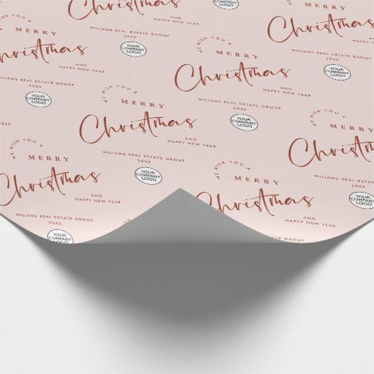 Elegante minimalistische zakelijke Logo kerst Cadeaupapier (Hoek)