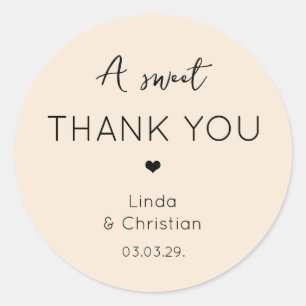 Elegante Minimalistische Zandhuwelijk Ronde Sticker