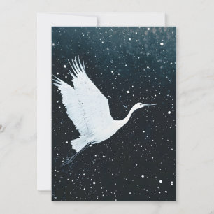 Elegante minimalistische zen kraanvlucht feestdagenkaart