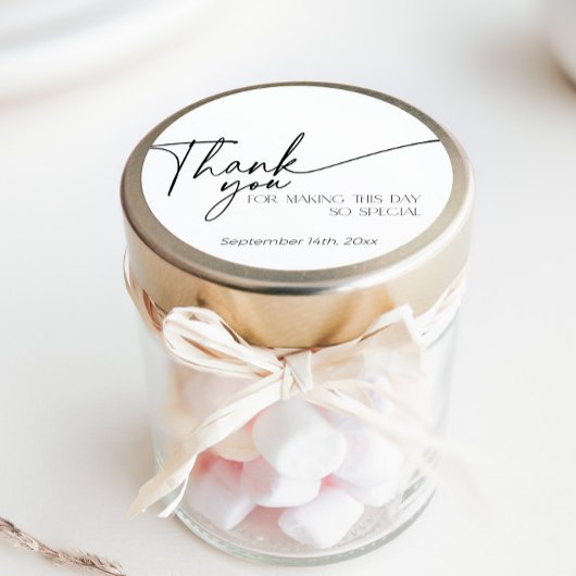 Elegante Minimalistische Zwart en Wit Bedankt Ronde Sticker