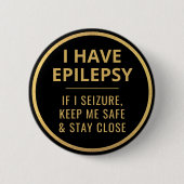 Elegante minimalistische zwart gouden tekst epilep ronde button 5,7 cm (Voorkant)