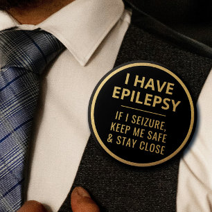 Elegante minimalistische zwart gouden tekst epilep ronde button 5,7 cm