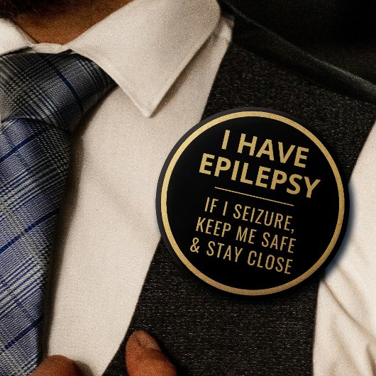 Elegante minimalistische zwart gouden tekst epilep ronde button 5,7 cm