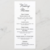 Elegante minimalistische zwart-wit bloemenbruiloft menu (Voorkant)