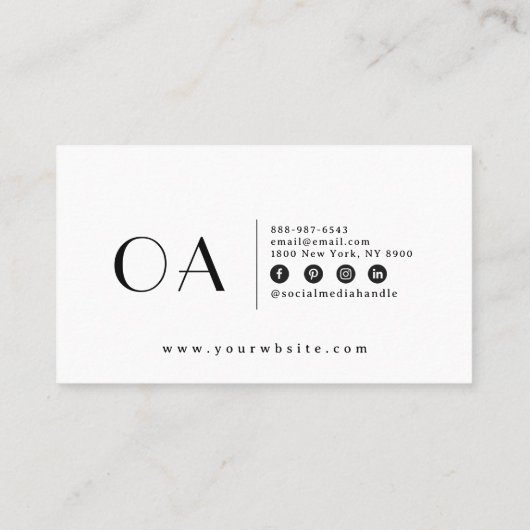 Elegante minimalistische zwart-wit boho chique mod visitekaartje (Achterkant)