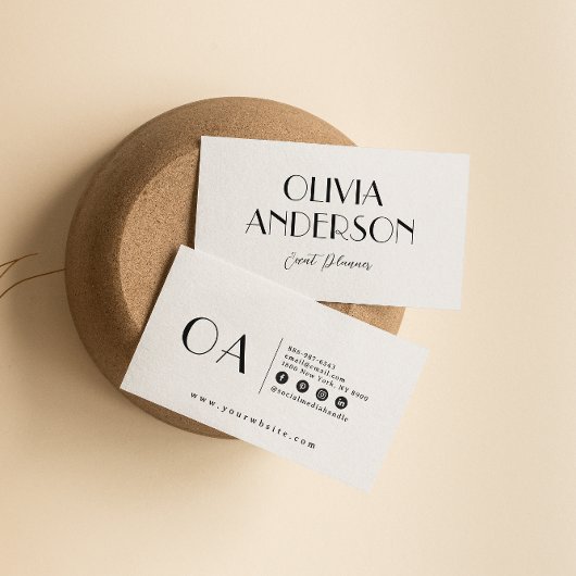 Elegante minimalistische zwart-wit boho chique mod visitekaartje