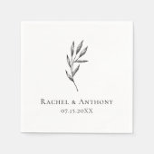 Elegante Minimalistische Zwart Wit bruiloft Custom Servet (Voorkant)