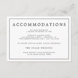 Elegante minimalistische zwart-wit bruiloft detail informatiekaartje