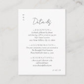 Elegante minimalistische zwart wit bruiloft detail informatiekaartje (Voorkant)