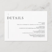 Elegante minimalistische zwart-wit bruiloft detail informatiekaartje (Voorkant)