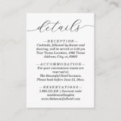 Elegante minimalistische zwart wit bruiloft detail informatiekaartje (Voorkant)