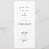 Elegante Minimalistische Zwart-Wit Bruiloft Programmakaart (Voorkant)