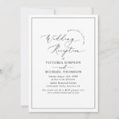 Elegante minimalistische zwart wit bruiloft recept kaart (Voorkant)