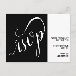 Elegante minimalistische zwart-wit bruiloft RSVP Briefkaart