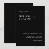 Elegante Minimalistische Zwart-Wit Bruiloft Save The Date (Voorkant / Achterkant)