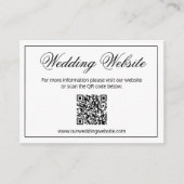 Elegante minimalistische zwart-wit bruiloft websit informatiekaartje (Voorkant)