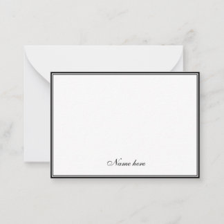 Elegante minimalistische zwart-wit dubbele rand notitiekaartje
