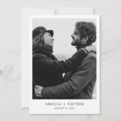 Elegante minimalistische zwart-wit foto bruiloft kaart (Achterkant)