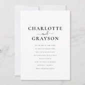 Elegante minimalistische zwart-wit foto bruiloft kaart (Voorkant)