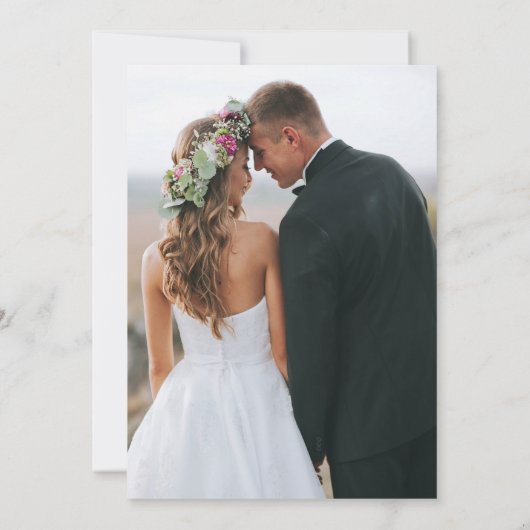 Elegante minimalistische zwart-wit foto bruiloft kaart (Achterkant)