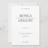 Elegante minimalistische zwart-wit foto bruiloft kaart (Voorkant)