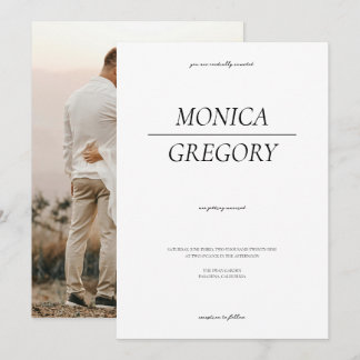 Elegante minimalistische zwart-wit foto bruiloft kaart