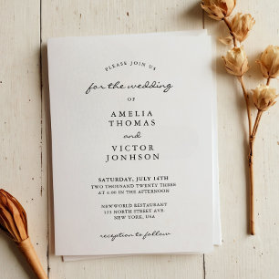 Elegante minimalistische zwart-wit foto bruiloft kaart