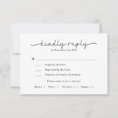 Elegante minimalistische zwart-wit foto bruiloft RSVP kaartje (Voorkant)