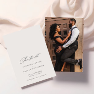 Elegante minimalistische zwart-wit foto bruiloft save the date