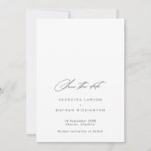 Elegante minimalistische zwart-wit foto bruiloft save the date (Voorkant)