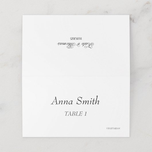 Elegante minimalistische zwart-wit hedendaagse plaatskaartje (Buitenkant ongevouwen)