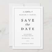 Elegante minimalistische zwart-wit islamitische br save the date (Voorkant)