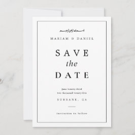 Elegante minimalistische zwart-wit islamitische br save the date