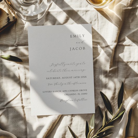 Elegante minimalistische zwart-wit klassieke bruil kaart