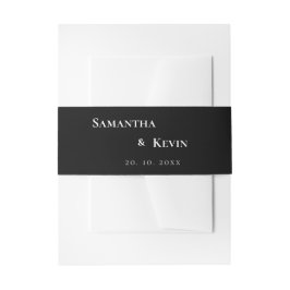 Elegante minimalistische zwart-wit klassieke bruil uitnodigingen wikkel