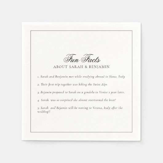 Elegante minimalistische zwart-wit leuke weetjes b servet (Voorkant)