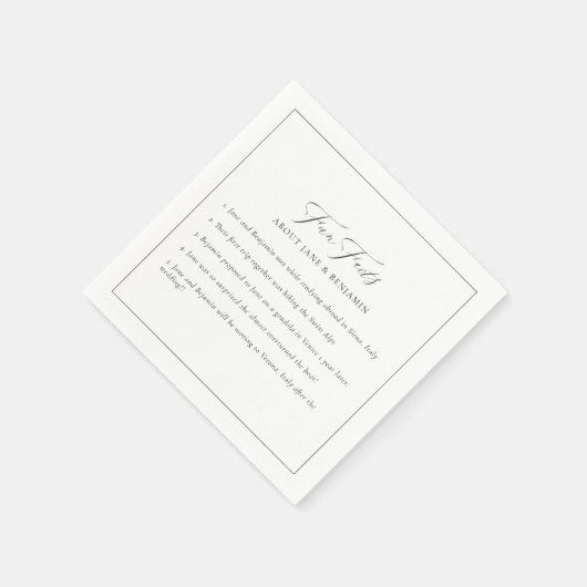 Elegante minimalistische zwart-wit leuke weetjes b servet (Hoek)