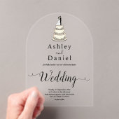 Elegante minimalistische zwart-wit moderne bruilof acryl uitnodigingen (Insitu (Draagbaar))