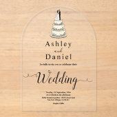 Elegante minimalistische zwart-wit moderne bruilof acryl uitnodigingen (Voorkant)