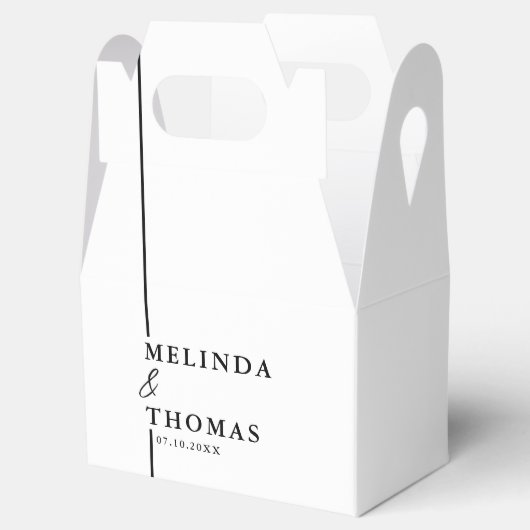 Elegante minimalistische zwart-wit moderne bruilof bedankdoosjes (Geopend)