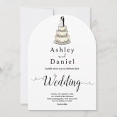 Elegante minimalistische zwart-wit moderne bruilof kaart (Voorkant)