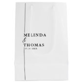 Elegante minimalistische zwart-wit moderne bruilof medium cadeauzakje (Achterkant)