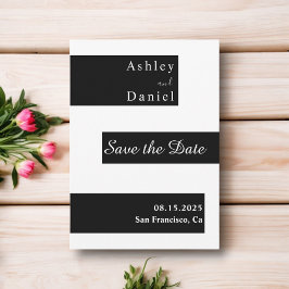 Elegante minimalistische zwart-wit moderne bruilof save the date