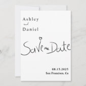 Elegante minimalistische zwart-wit moderne bruilof save the date (Voorkant)