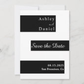 Elegante minimalistische zwart-wit moderne bruilof save the date (Voorkant)