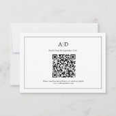 Elegante minimalistische zwart-wit monogram bruilo RSVP kaartje (Voorkant)