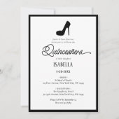 Elegante minimalistische zwart-wit Quinceañera Kaart (Voorkant)