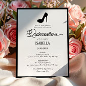 Elegante minimalistische zwart-wit Quinceañera Kaart
